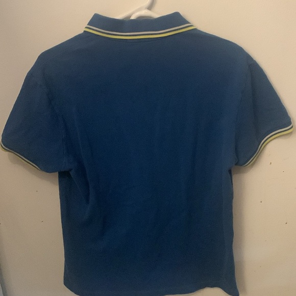 Gorgeous Fred Perry Mid Blue w/yellow and white trim Stretch Cotton Polo SZ L 44 - Picture 6 of 6